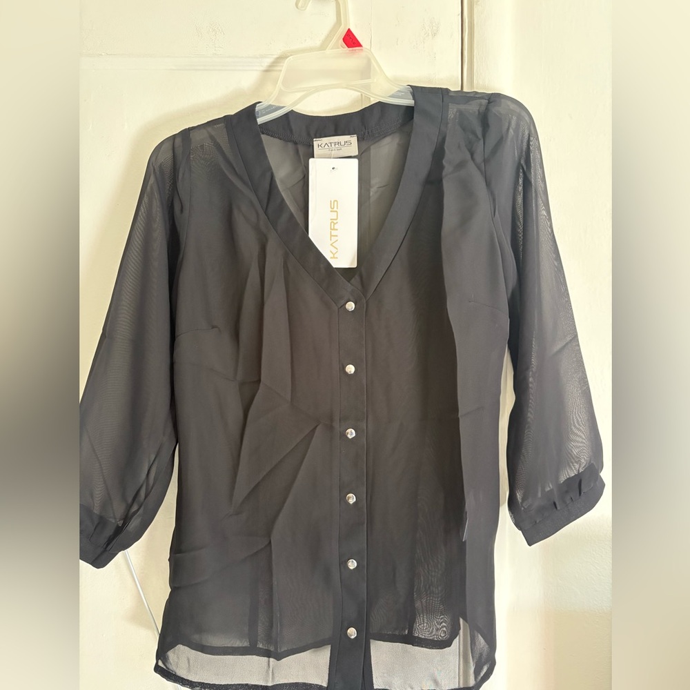 Black Sheer Women's Blouse